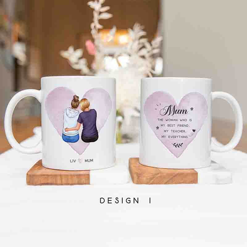 Personalized Mum Daughter Portraits Mugs Unique Mother's Day