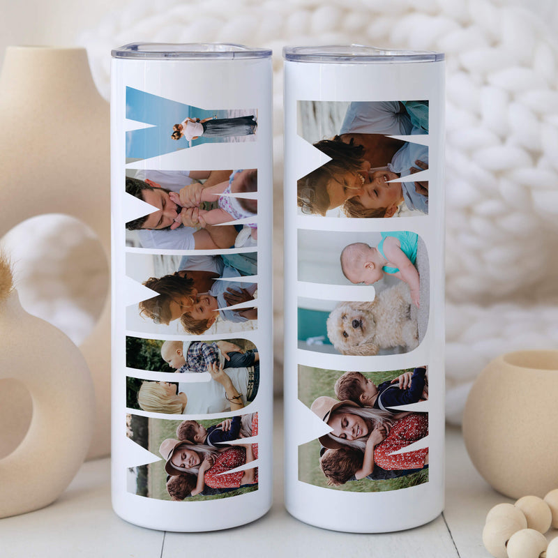 Personalized Photo Collage 20oz Tumbler - Custom Gifts For Mum with Children's Names - Mother's Day Gift