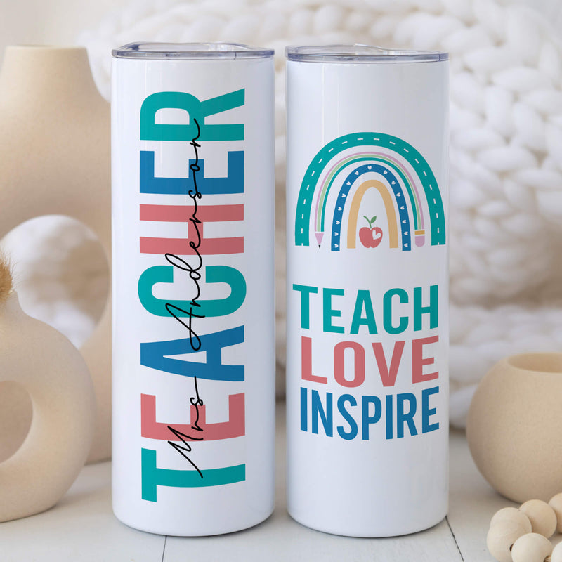 Teacher Gift - Personalized Tumbler Gift for Teacher - Teach Love Inspire Teacher Gift - Teacher Appreciation Gift - Teacher Tumbler