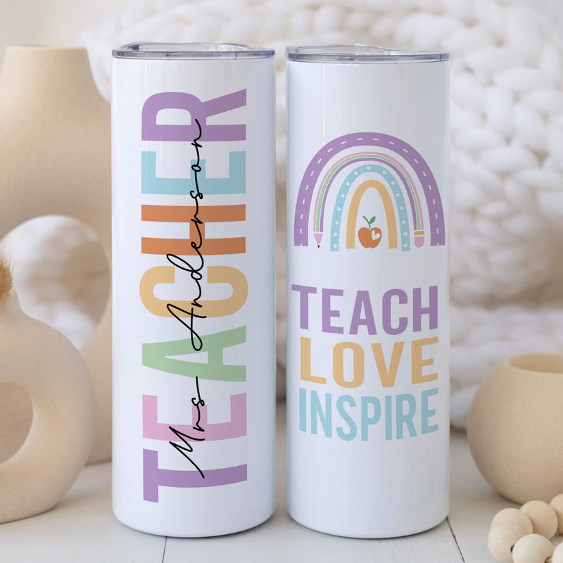 Teacher Gift - Personalized Tumbler Gift for Teacher - Teach Love Inspire Teacher Gift - Teacher Appreciation Gift - Teacher Tumbler