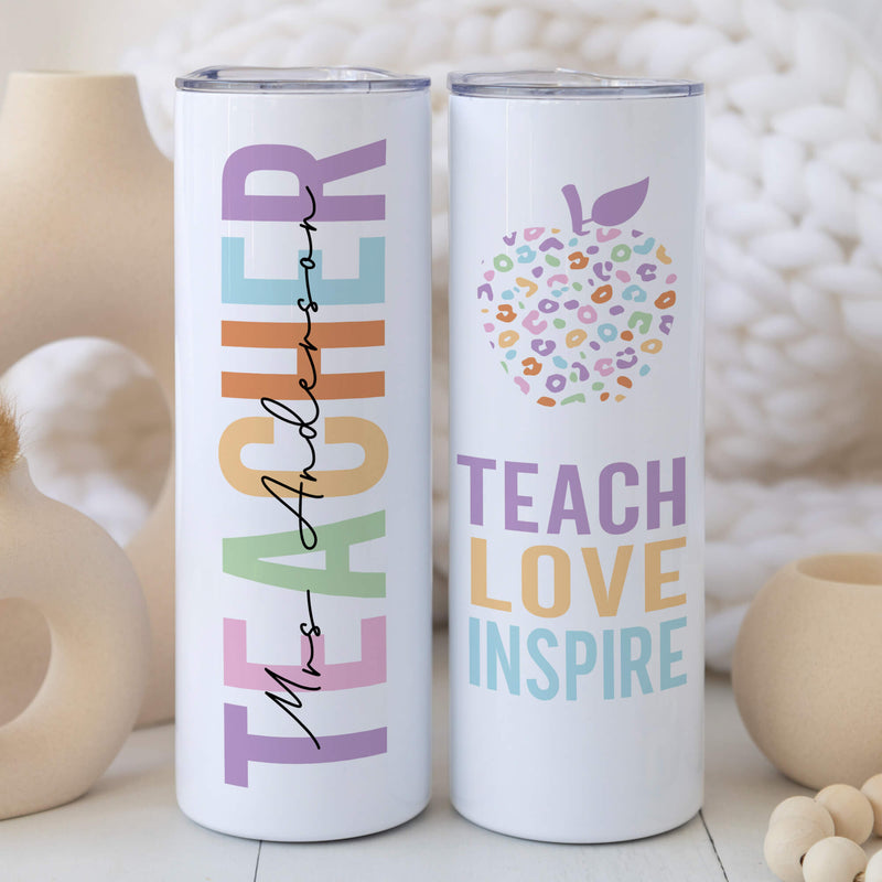 Teacher Gift - Personalized Tumbler Gift for Teacher - Teach Love Inspire Teacher Gift - Teacher Appreciation Gift - Teacher Tumbler