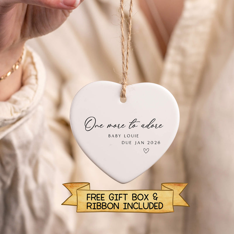 Personalised Baby Announcement Ornament – “One More to Adore” Custom Gift for Expecting Parents