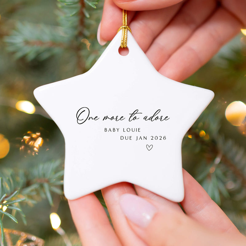Personalised Baby Announcement Ornament – “One More to Adore” Custom Gift for Expecting Parents