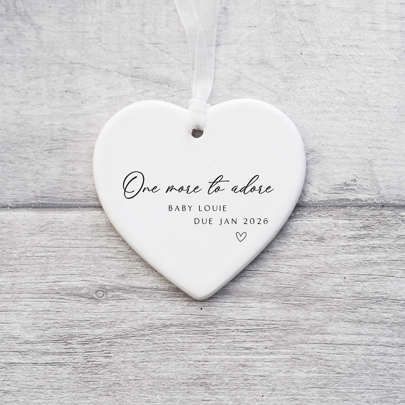 Personalised Baby Announcement Ornament – “One More to Adore” Custom Gift for Expecting Parents