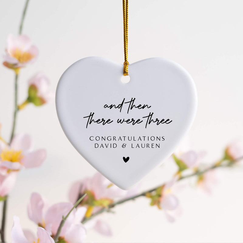 Personalised Baby Announcement Ornament – “And Then There Were Three” Keepsake Gift for Expecting Parents
