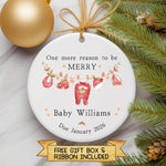 Personalised Baby Announcement Ornament – “One More Reason to Be Merry” Christmas Keepsake