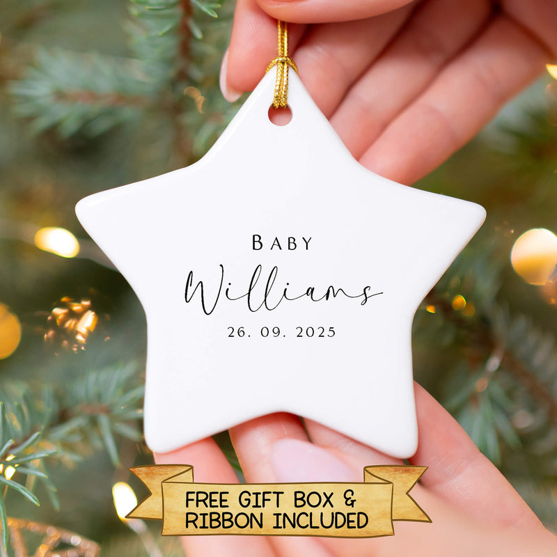 Personalised Baby Ornament – Custom Name & Date Keepsake for New Parents