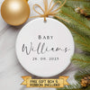 Personalised Baby Ornament – Custom Name & Date Keepsake for New Parents