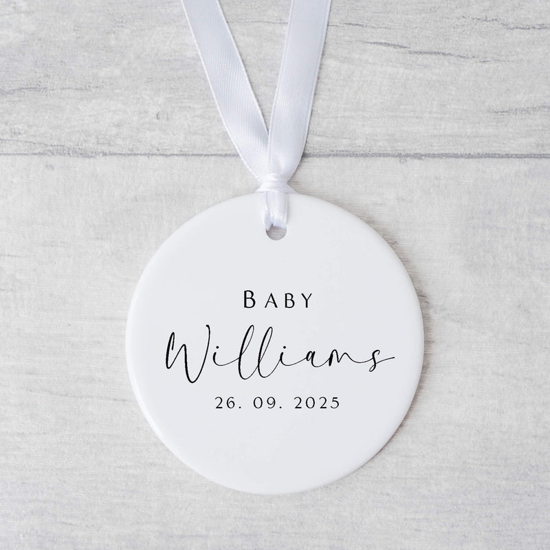 Personalised Baby Ornament – Custom Name & Date Keepsake for New Parents