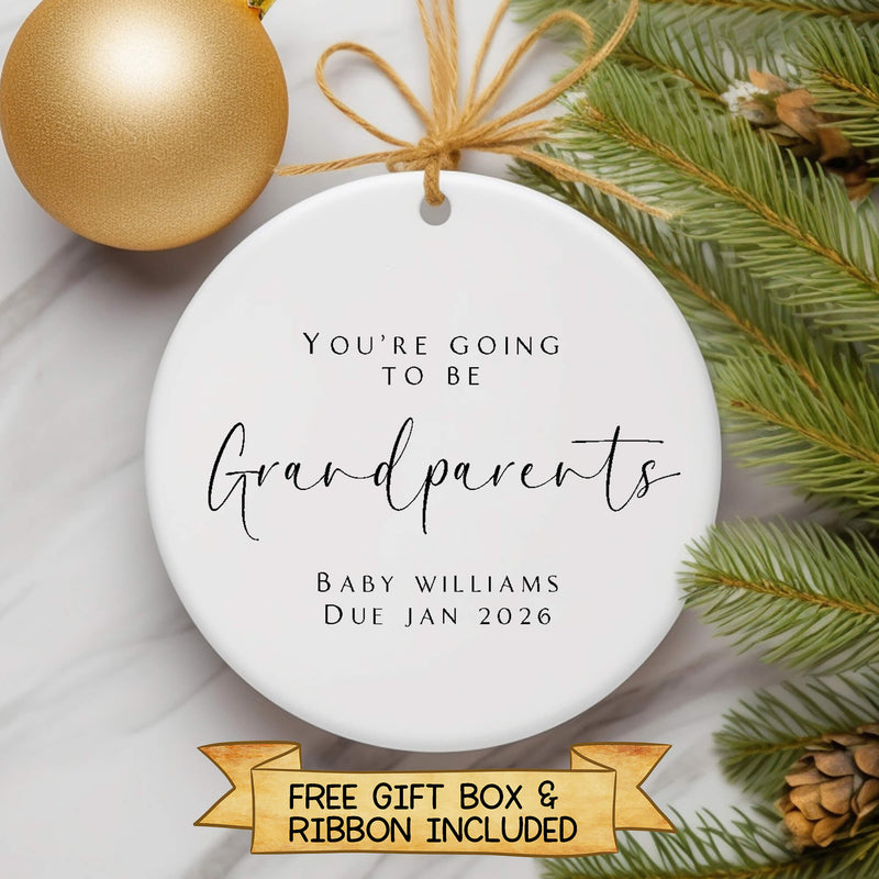 Personalised Pregnancy Announcement Ornament – “You’re Going to Be Grandparents” Keepsake Gift