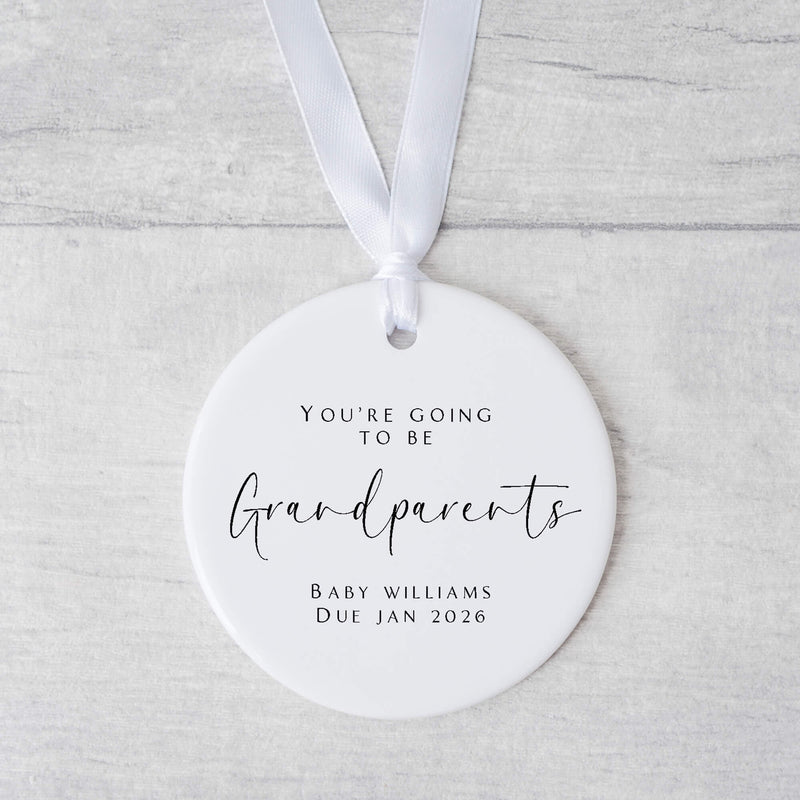 Personalised Pregnancy Announcement Ornament – “You’re Going to Be Grandparents” Keepsake Gift