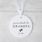 Personalised Pregnancy Announcement Ornament – “Promoted to Grandpa” Keepsake Gift