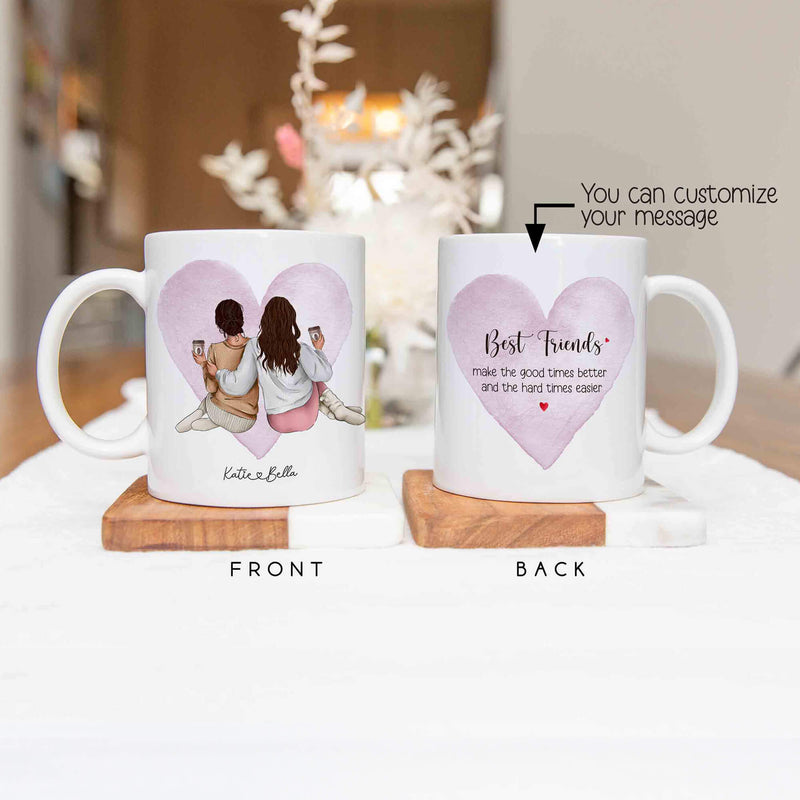 Up To 3 - Personalised Best Friends Mug  –  Gift for Bestie, Soul Sister, BFF