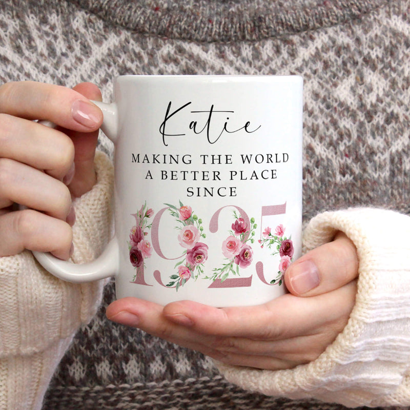 Personalised “Making the World a Better Place Since” Mug – Custom Name & Year - Pink & Marsala