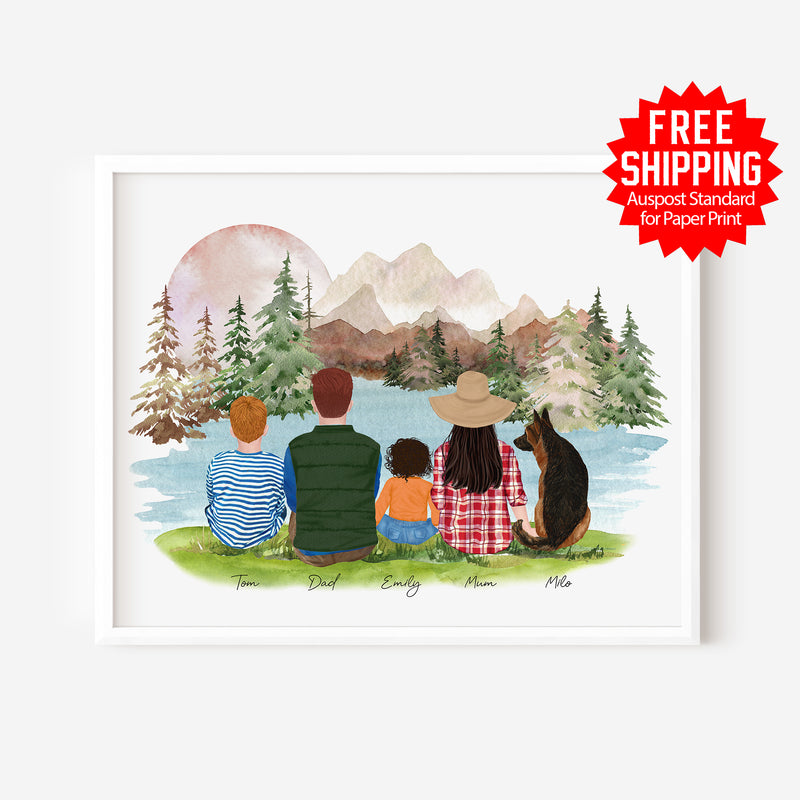 Personalised Family Prints - Fall Mountain Lake