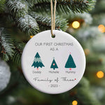 First Christmas As A Family Of Three, Four, Five - Personalized Family Ornament - First Christmas Ornament - Christmas Tree