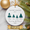 First Christmas As A Family Of Three, Four, Five - Personalized Family Ornament - First Christmas Ornament - Christmas Tree