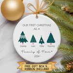 First Christmas As A Family Of Three, Four, Five - Personalized Family Ornament - First Christmas Ornament - Christmas Tree