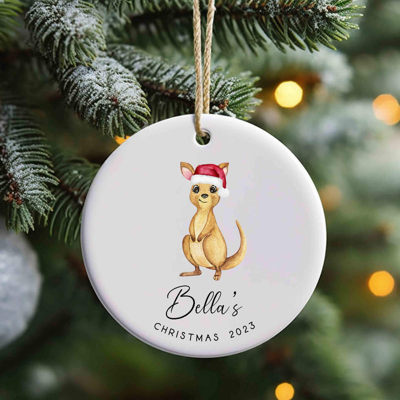 Personalized Kangaroo Christmas Ornament - Baby's First Christmas Keepsake - Christmas Bauble Gift