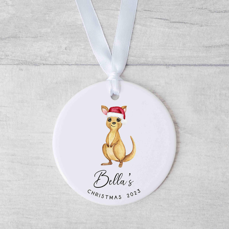 Personalized Kangaroo Christmas Ornament - Baby's First Christmas Keepsake - Christmas Bauble Gift