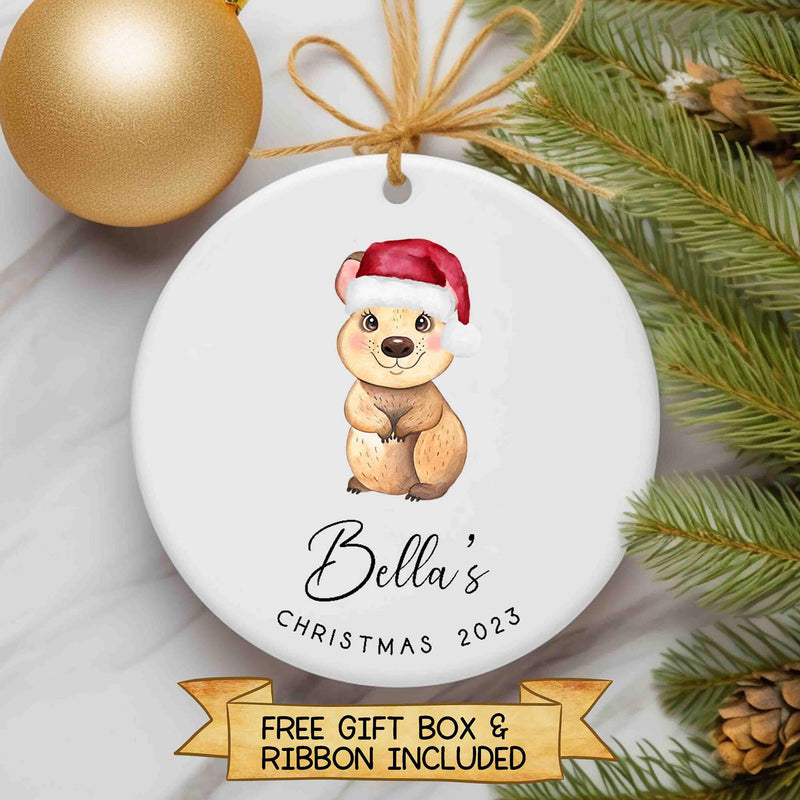 Personalized Quokka Christmas Ornament - Baby's First Christmas Keepsake - Christmas Bauble Gift