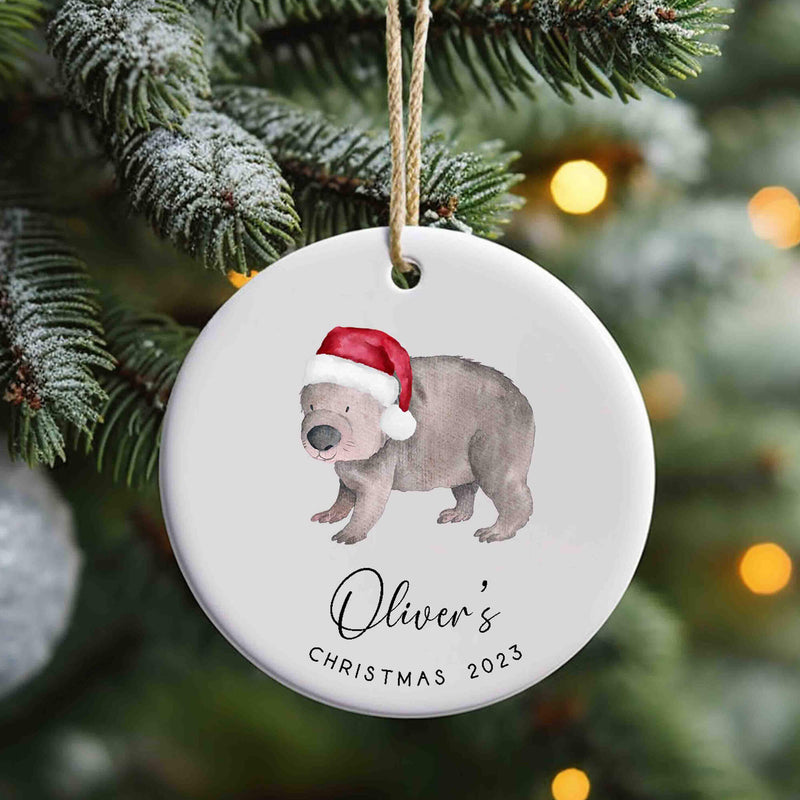 Personalized Wombat Christmas Ornament - Baby's First Christmas Keepsake - Christmas Bauble Gift