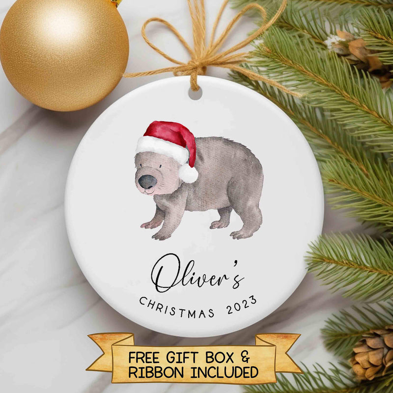 Personalized Wombat Christmas Ornament - Baby's First Christmas Keepsake - Christmas Bauble Gift