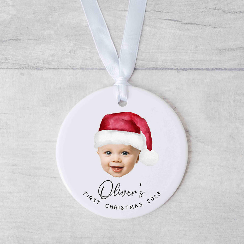 Custom Photo Christmas Ornament - Personalised Baby's First Christmas - Keepsake Christmas Bauble Gift For Dog Cat Owners