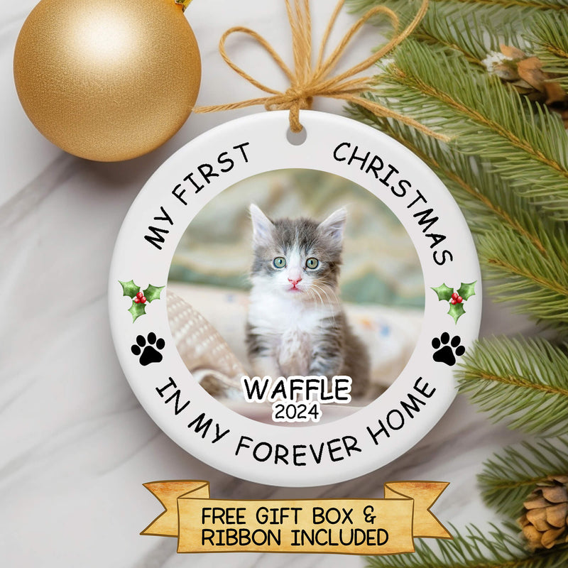 Personalized Pet Photo Christmas Ornament – First Forever Home Keepsake