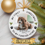Personalized Pet Photo Christmas Ornament – First Christmas in Forever Home