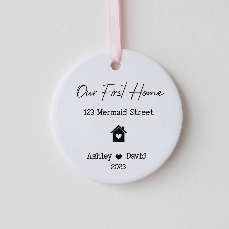 Custom First Home Ceramic Ornament - Personalized Housewarming Gift - New Home Ornament - Real Estate Gift