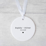 Custom Couple Ceramic Ornament - Personalized Wedding Gift - Couples Ornament - Wedding Date Keepsake