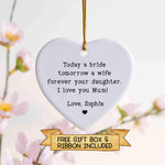 Bride Groom to Mum Wedding Gift Ornament – Heart Ceramic Keepsake | Mother of the Bride Gift | Mother of the Groom Gift | Personalized Wedding Day Ornament