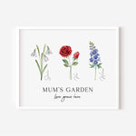 Grandma's Garden Wall Art - Personalised Birth Flower Print - Mothers Day Gifts For Nanna