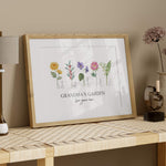 Grandma's Garden Wall Art - Personalised Birth Flower Print - Mothers Day Gifts For Nanna