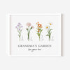 Grandma's Garden Wall Art - Personalised Birth Flower Print - Mothers Day Gifts For Nanna