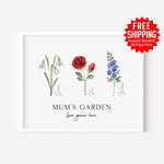 Mum's Garden Wall Art - Birth Flower Print - Personalized Gifts For Mum - Mothers Day Gift For Mummy