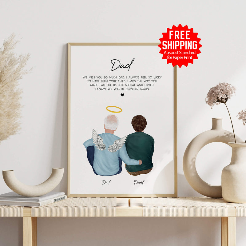 Memorial Gift - Loss of Father Print - In Loving Memory of Dad - Bereavement gifts - Deceased Father - For Son