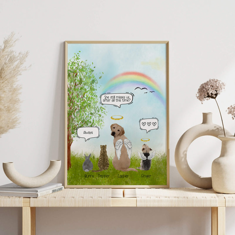 Pet Memorial Gift - Dog Cat Mum Print - Cat Dad Sympathy Gift - Personalized Pet Loss Gift - Fur Family - Rainbow