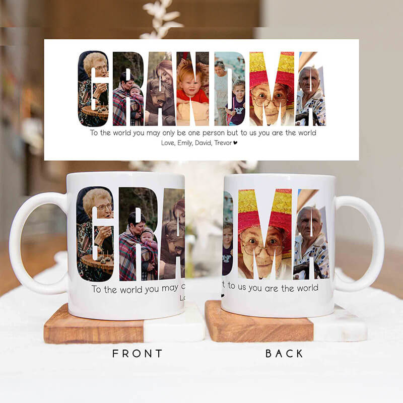 Personalized Photo Collage Mug for Grandma - Perfect Mother's Day or Birthday Gift - Gift For Mum, Grandparents, Auntie