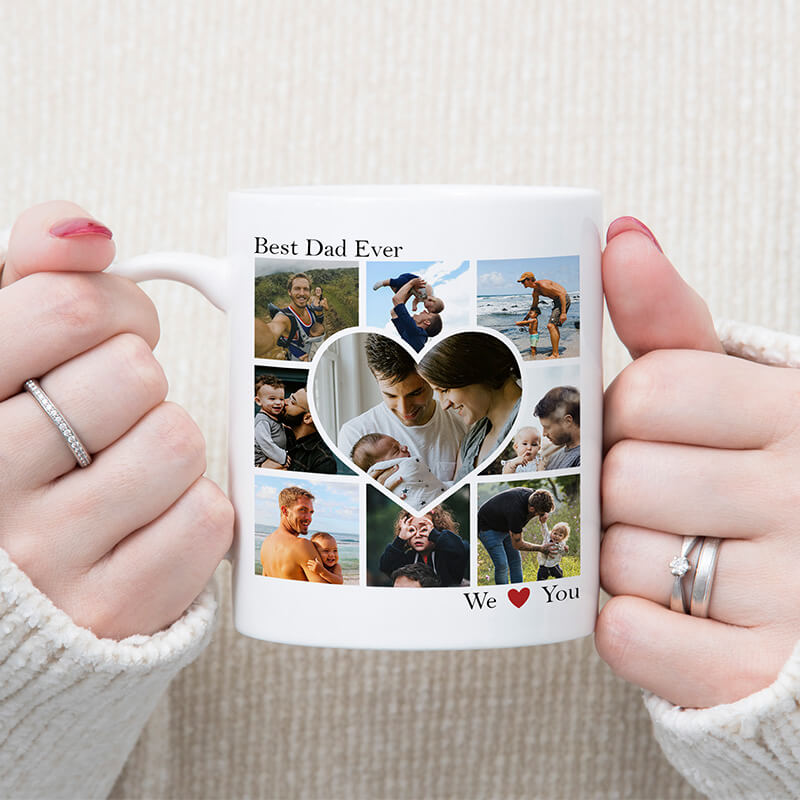 Personalized Photo Collage Mug for Dad - Best Dad Ever - Gift For Dad, Grandparents, Uncle