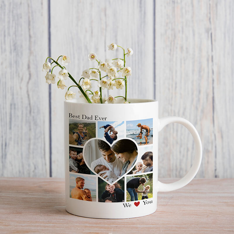 Personalized Photo Collage Mug for Dad - Best Dad Ever - Gift For Dad, Grandparents, Uncle