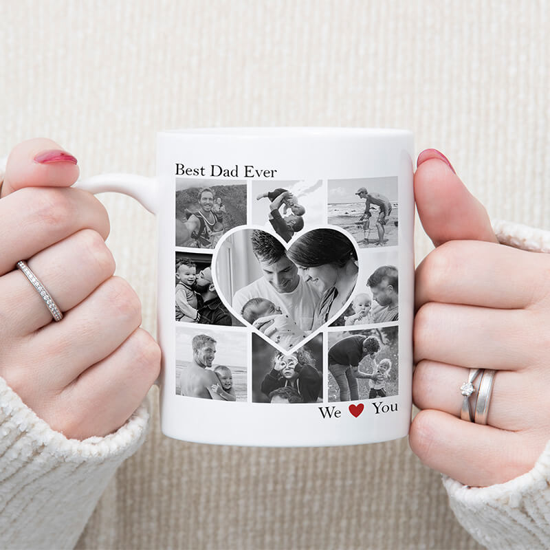 Personalized Photo Collage Mug for Dad - Best Dad Ever - Gift For Dad, Grandparents, Uncle