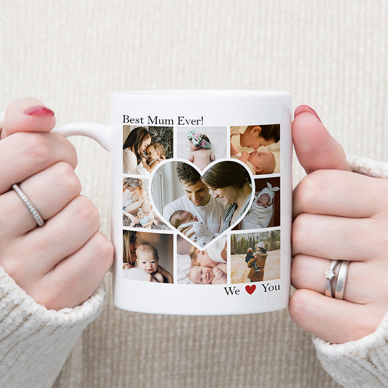 Personalized Photo Collage Mug for Mum - Best Mum Ever - Gift For Mum, Grandparents, Auntie