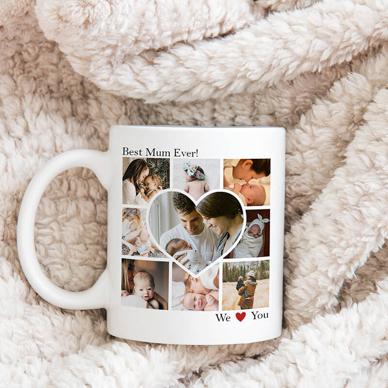 Personalized Photo Collage Mug for Mum - Best Mum Ever - Gift For Mum, Grandparents, Auntie