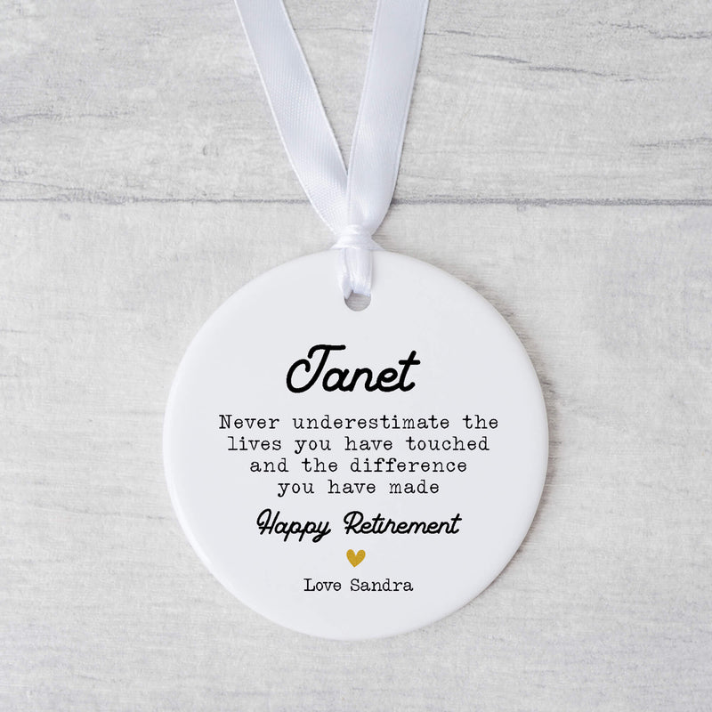 Personalised Retirement Ornament – Custom Name Ceramic Keepsake Gift