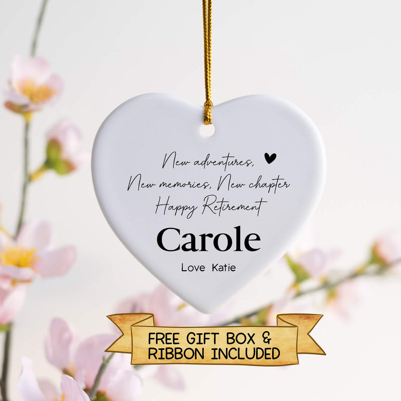 Personalised Retirement Ornament – New Adventures Ceramic Keepsake Gift