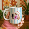 Personalised Striped Photo Mug – Custom Pet, Baby, or Family Face Mug in 8 Colours