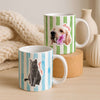 Personalised Striped Photo Mug – Custom Pet, Baby, or Family Face Mug in 8 Colours