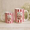 Personalised Striped Photo Mug – Custom Pet, Baby, or Family Face Mug in 8 Colours
